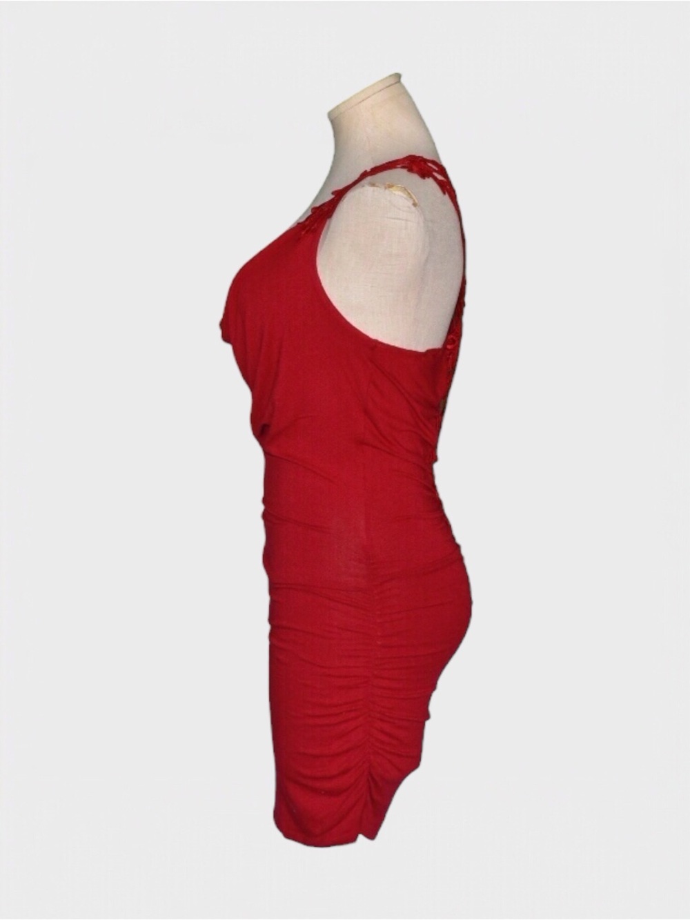 Crochet Back Ruched Bodycon Mini Dress - Picture 4 of 4